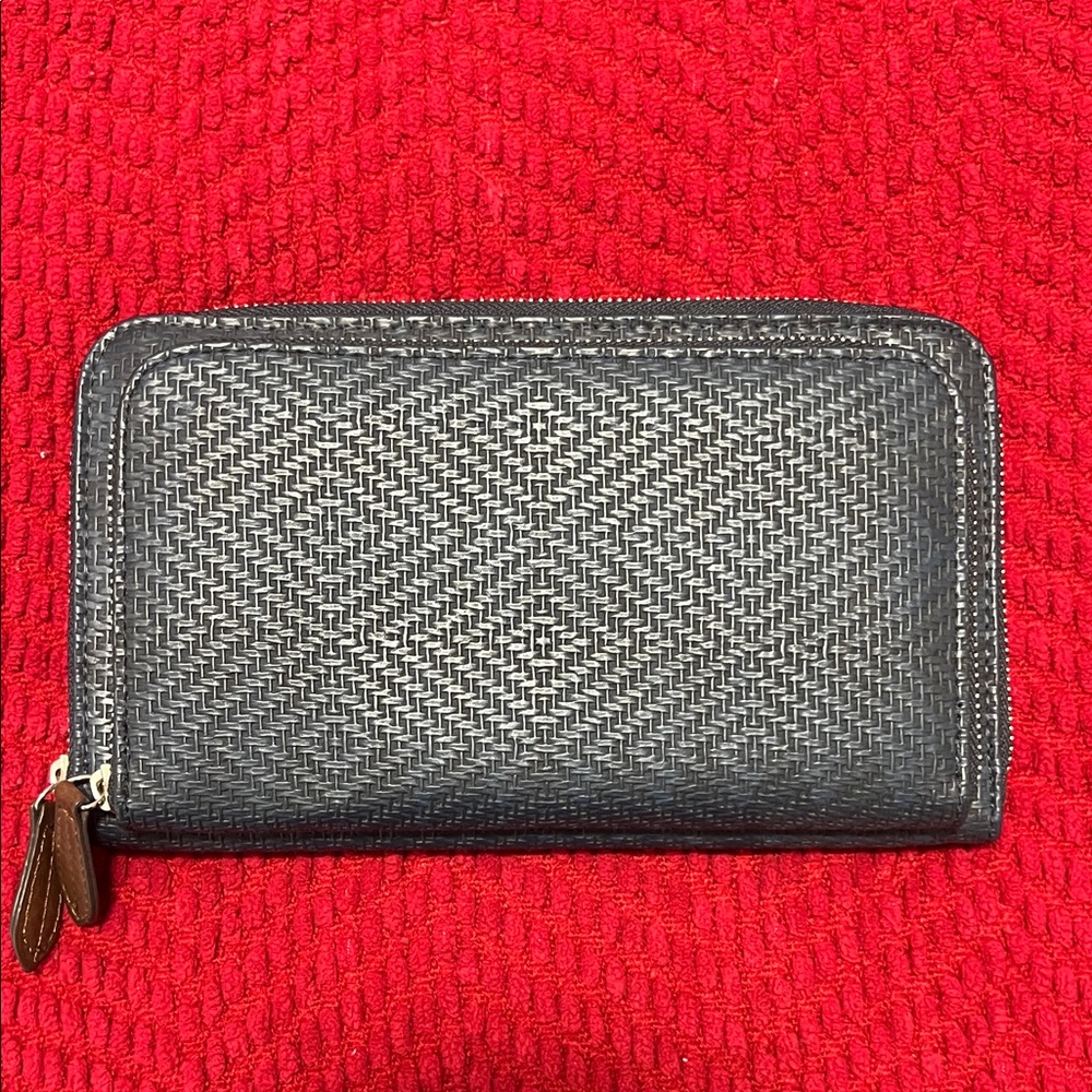 Blue Woven Zip Wallet